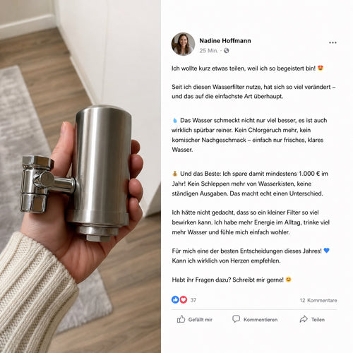 Quellora Wasserfilter Premium - inklusive Gratis Filter, Aufsätze und Zubehör.