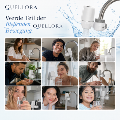 Quellora Wasserfilter Premium - inklusive Gratis Filter, Aufsätze und Zubehör.