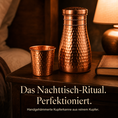 Handgehämmerte Kupferkanne – Nachttisch-Ritual